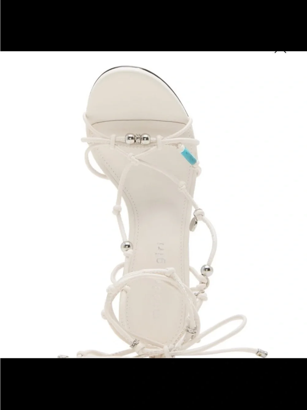 Madden Girl White Lace-Up Stiletto Sandals with Silver Bead Detail